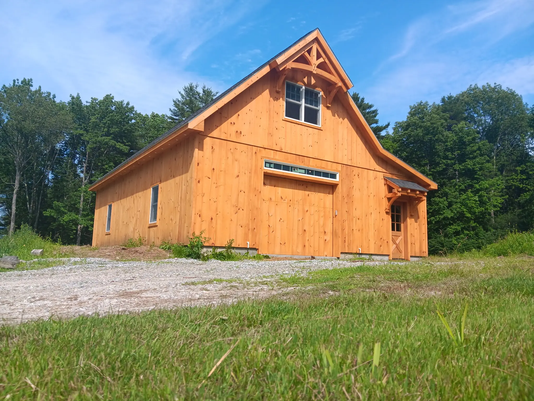Barn garage stained in natural color